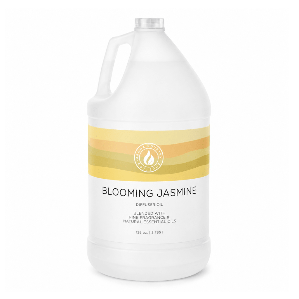 Blooming Jasmine concentrated fragrance oil in a 128 oz gallon format with a lush sweet white floral character and honeyed petal warmth for large-space scenting