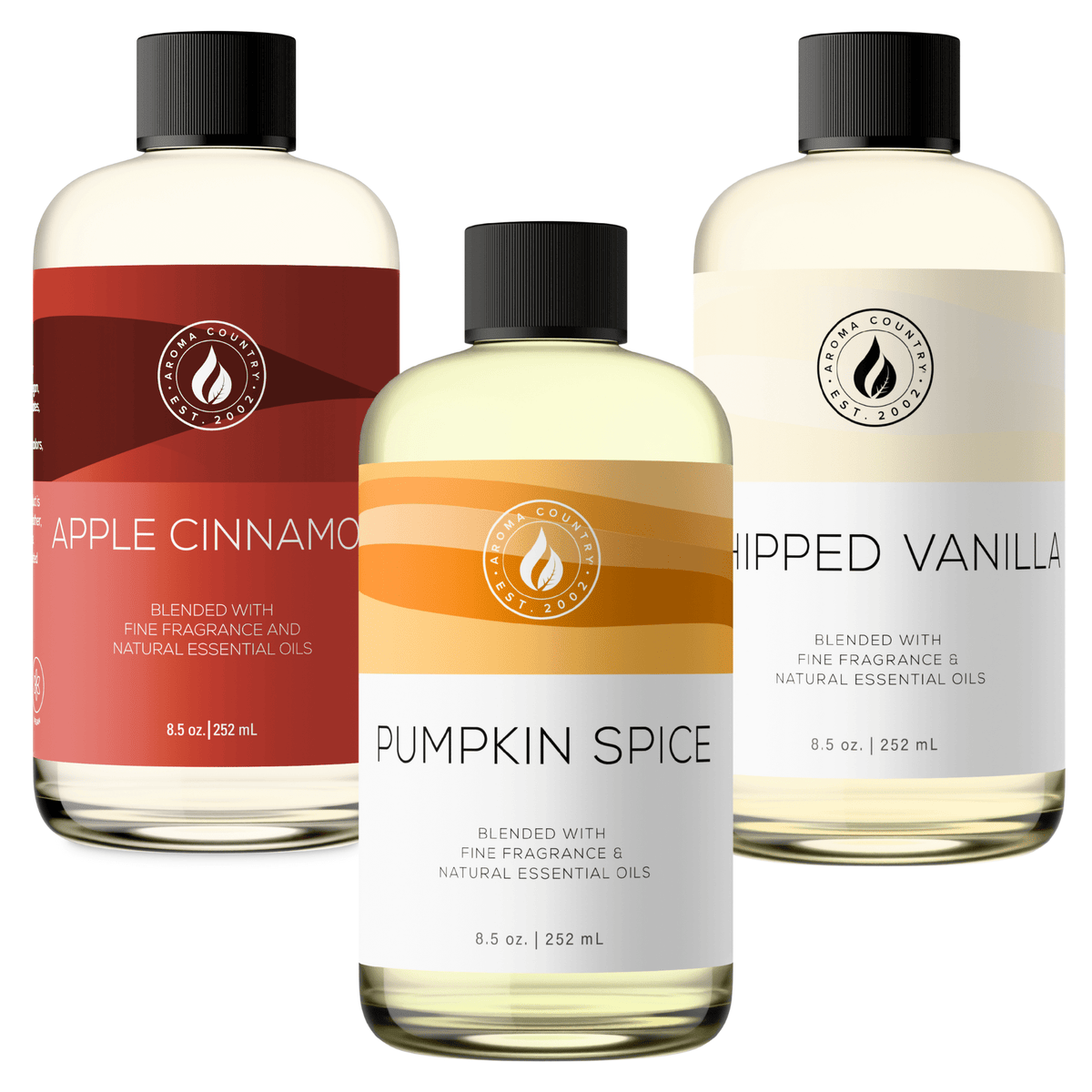 Warm fall fragrance oils featuring pumpkin spice, apple cinnamon, and whipped vanilla for seasonal home scenting