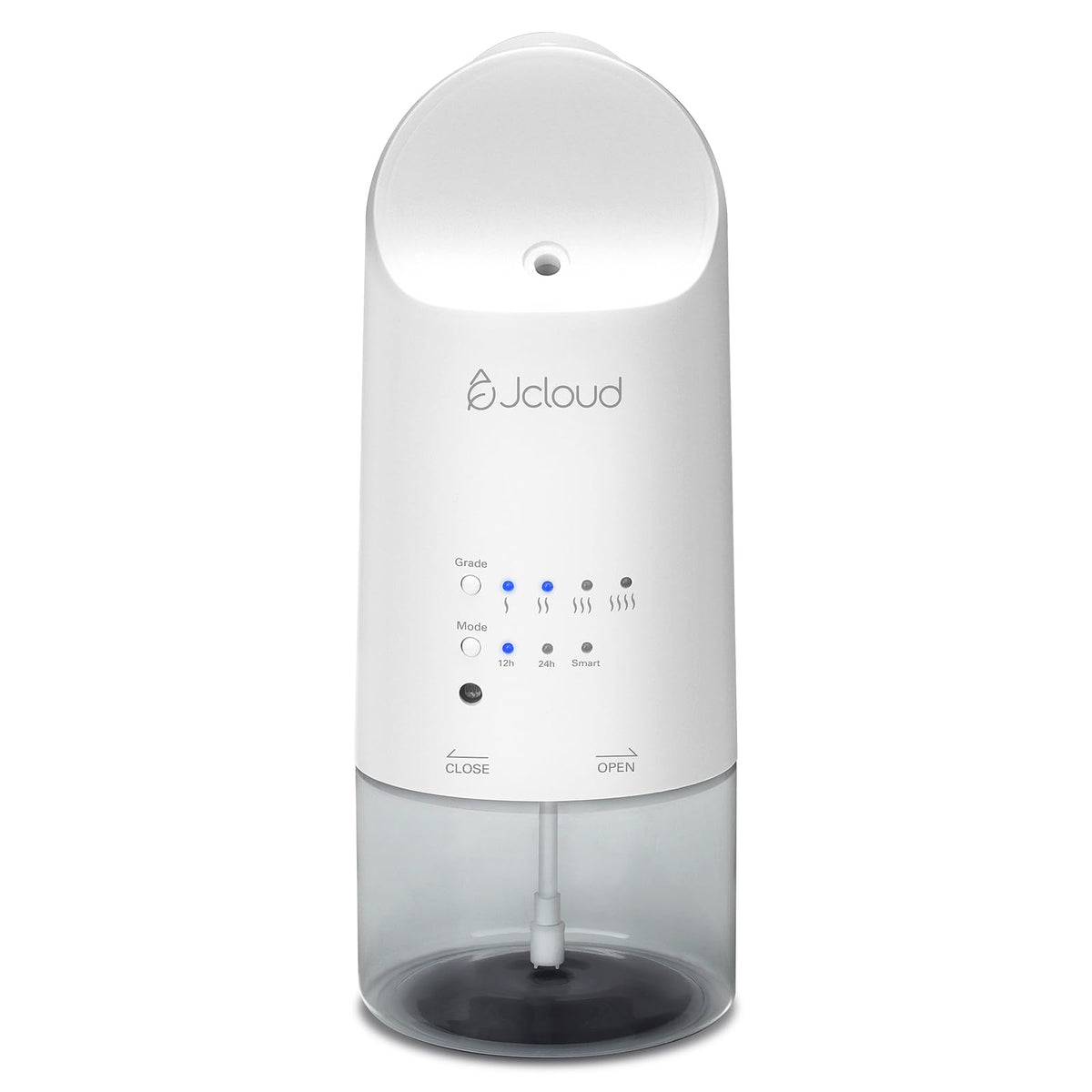 JCLOUD smart plug-in aroma diffuser in white featuring adjustable intensity grades, smart timer mode, and a refillable reservoir for continuous whole-home fragrance delivery