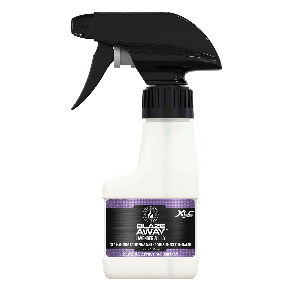 Blaze Away Lavender & Lily XLC mal odor counteractant 5 oz spray, effective smoke and odor neutralizer with a soft floral finish for cleaner indoor air