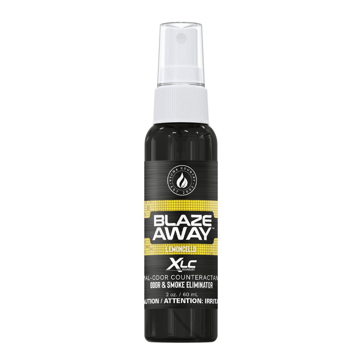 Blaze Away Lemoncello XLC mal odor counteractant 2 oz spray, small-format odor neutralizer with bright citrus notes for effective smoke and odor removal