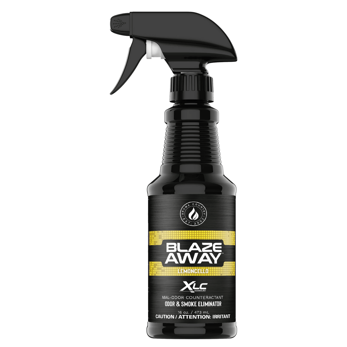 Blaze Away Lemoncello XLC mal‑odor counteractant 16 oz spray—citrus‑powered odor neutralizer that eliminates smoke, pet, and food smells for bright, fresh indoor air