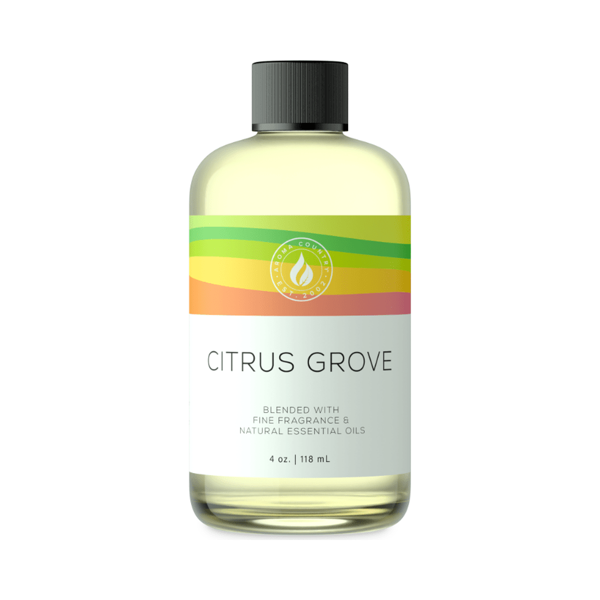 Aroma Country Citrus Grove diffuser oil, 4 oz bottle. Bright orchard citrus.