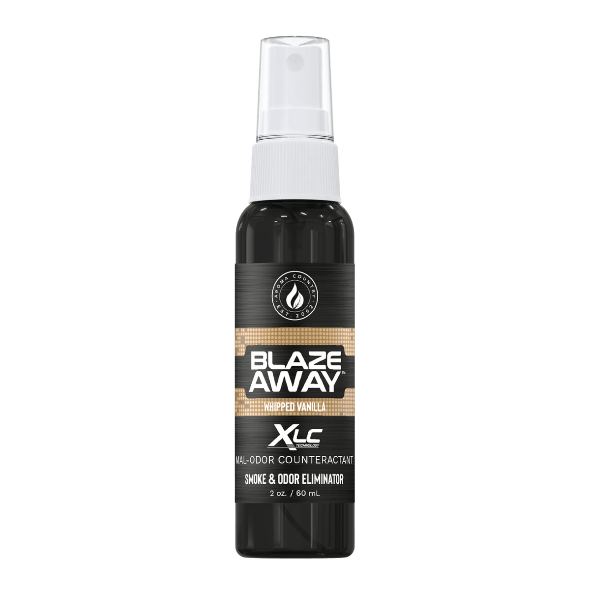 Blaze Away Legacy XLC Whipped Vanilla 2 oz smoke odor neutralizer, compact spray that clears smoke and tough odors while leaving a soft, sweet vanilla scent