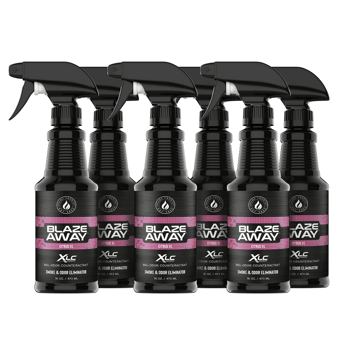 Blaze Away Legacy Citrus XL six pack 16 oz smoke odor neutralizer, high-strength odor control sprays with a bold citrus scent for removing stubborn indoor odors