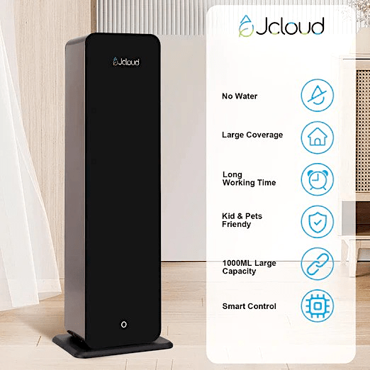 Jcloud A316 black scent diffuser with large room coverage, smart control, and no-water cold-air technology for clean, consistent fragrance.