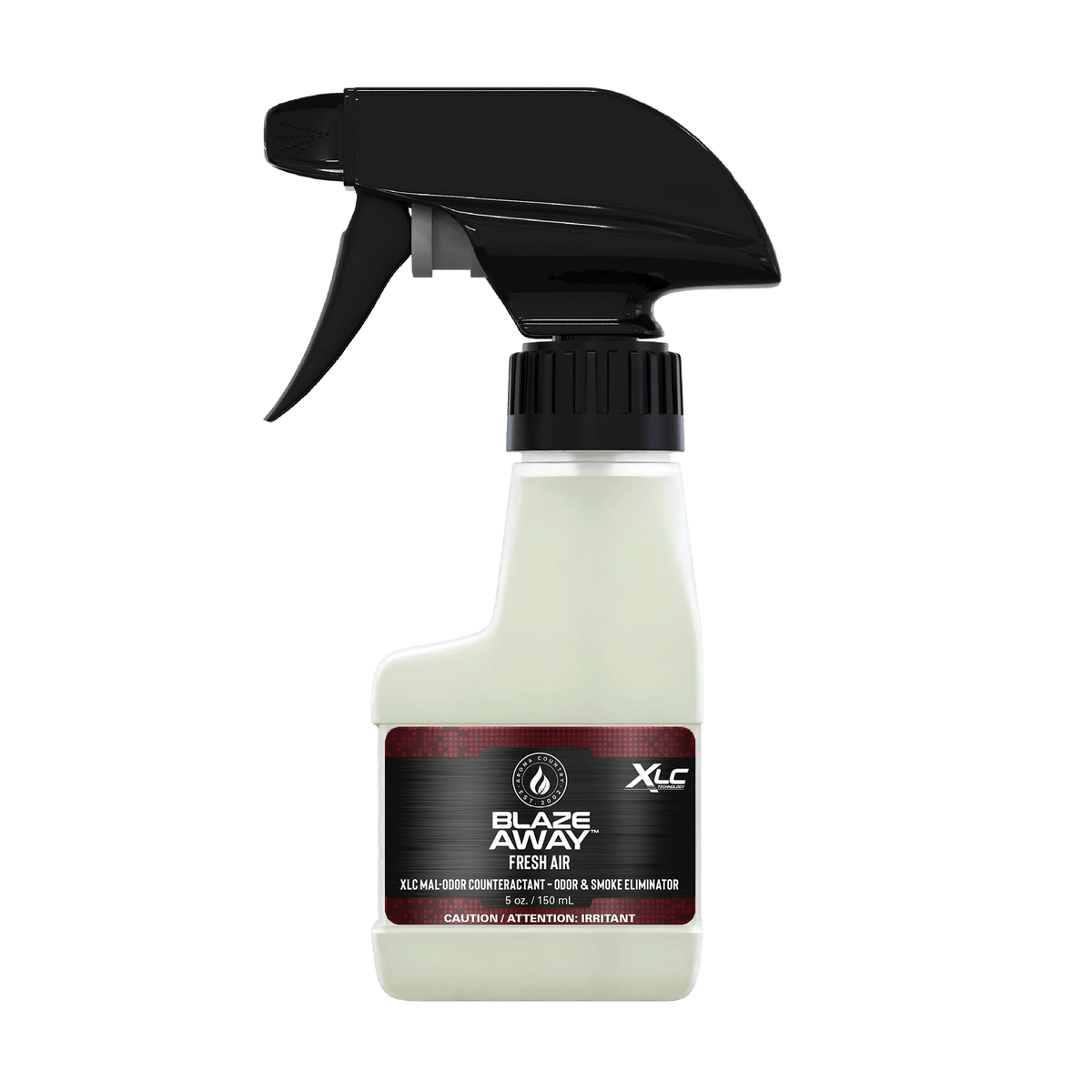 Blaze Away Fresh Air XLC mal‑odor counteractant 5 oz spray—compact odor eliminator designed to neutralize smoke, pet, and musty smells for clean indoor environments